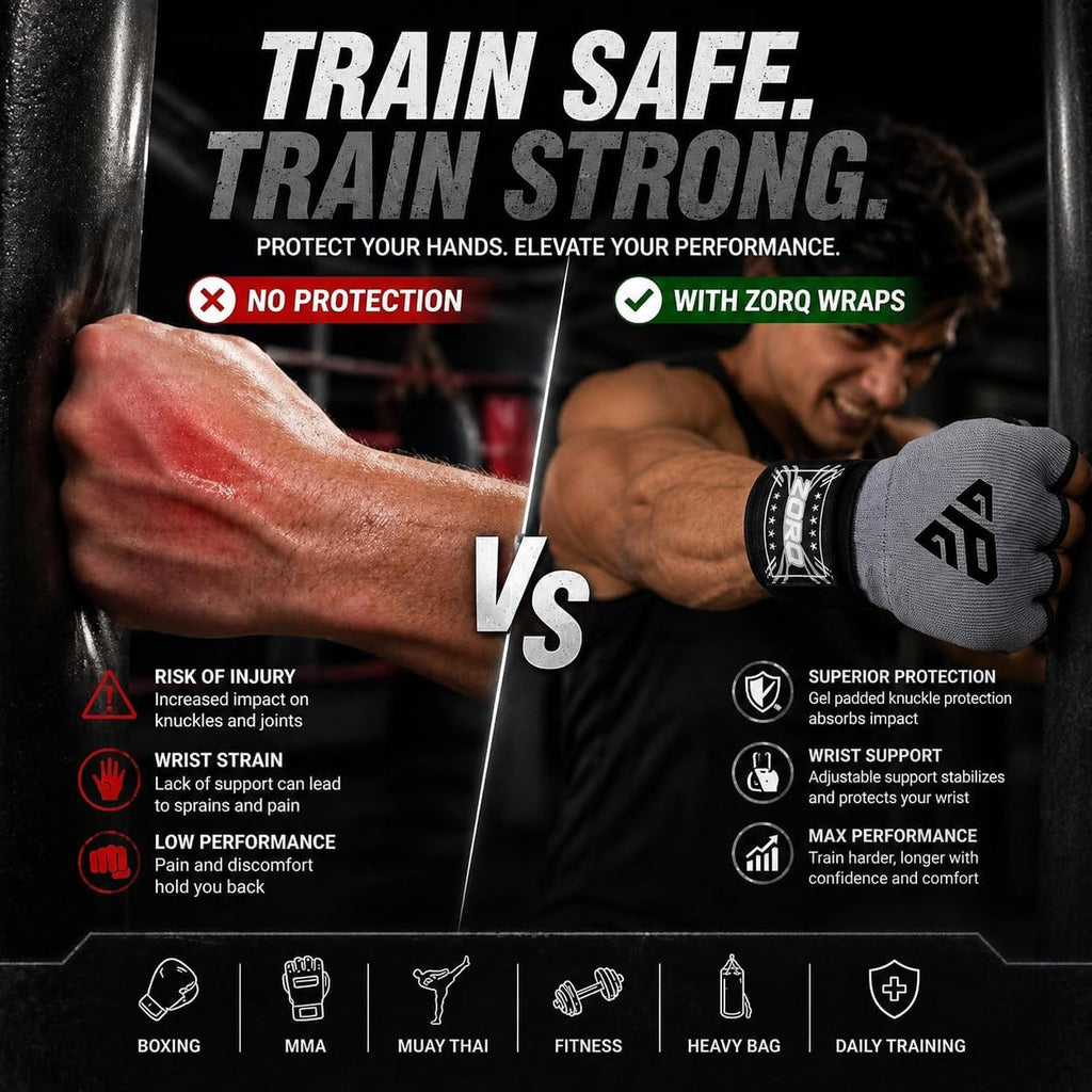 Gel Hand Wraps for Boxing Gloves - Quick Wrap Inner Gloves with Knuckle Protection for Men & Women, Easy Boxing Wraps