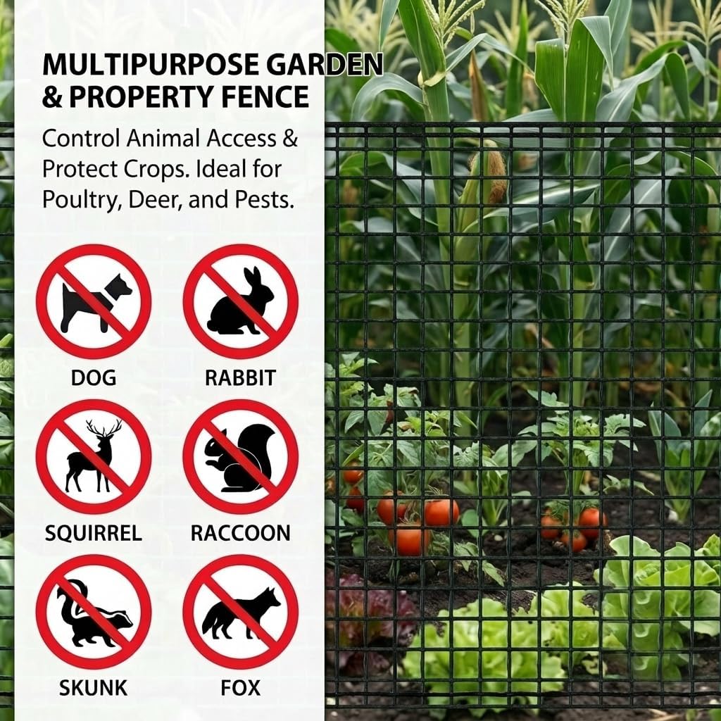 7x100ft Deer Fence Garden Netting 50GSM Square Mesh HDPE Black