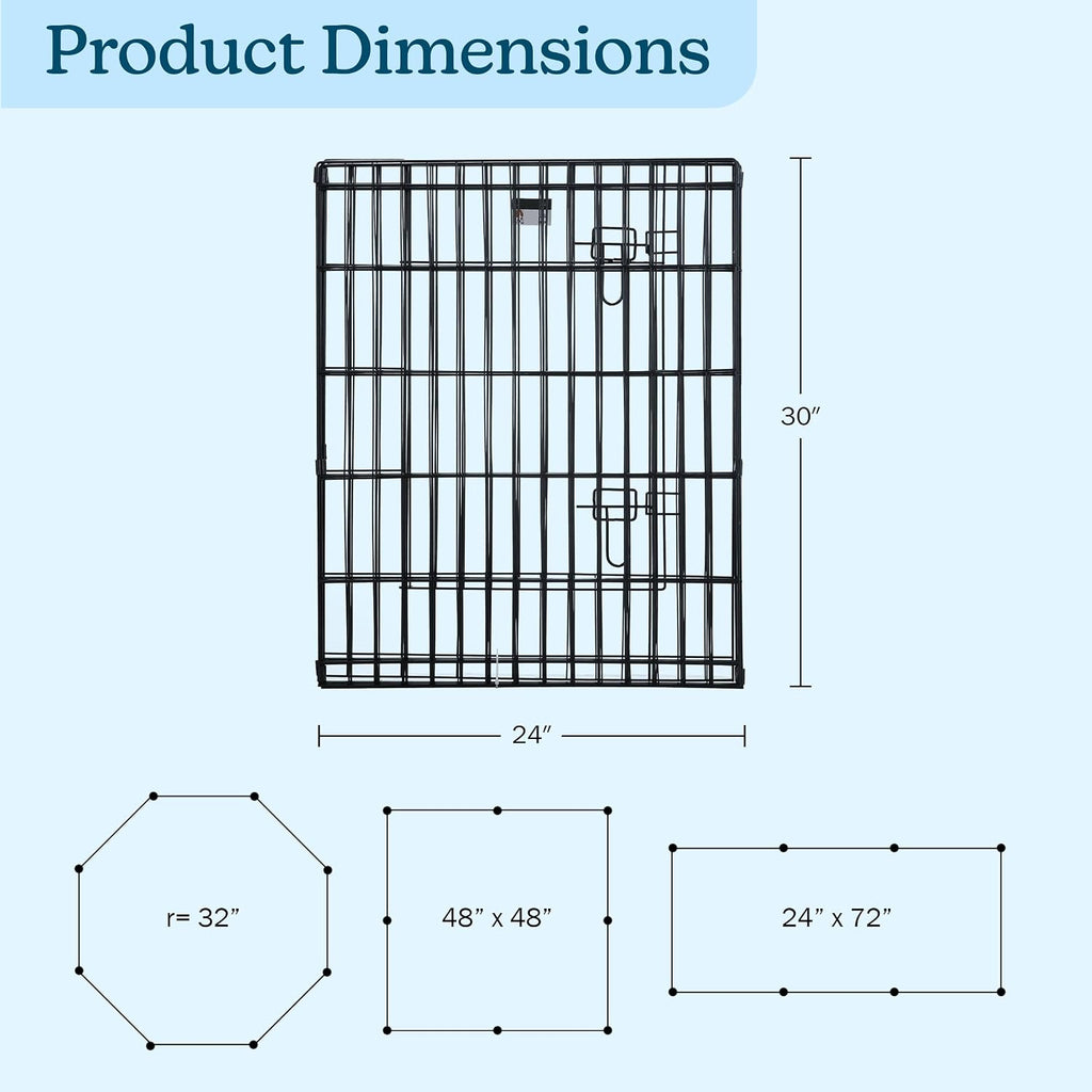 Dog Playpen - Foldable Metal Exercise Puppy Play Pen with 8 24x30in Panels - Indoor/Outdoor Pen with Door for Dogs