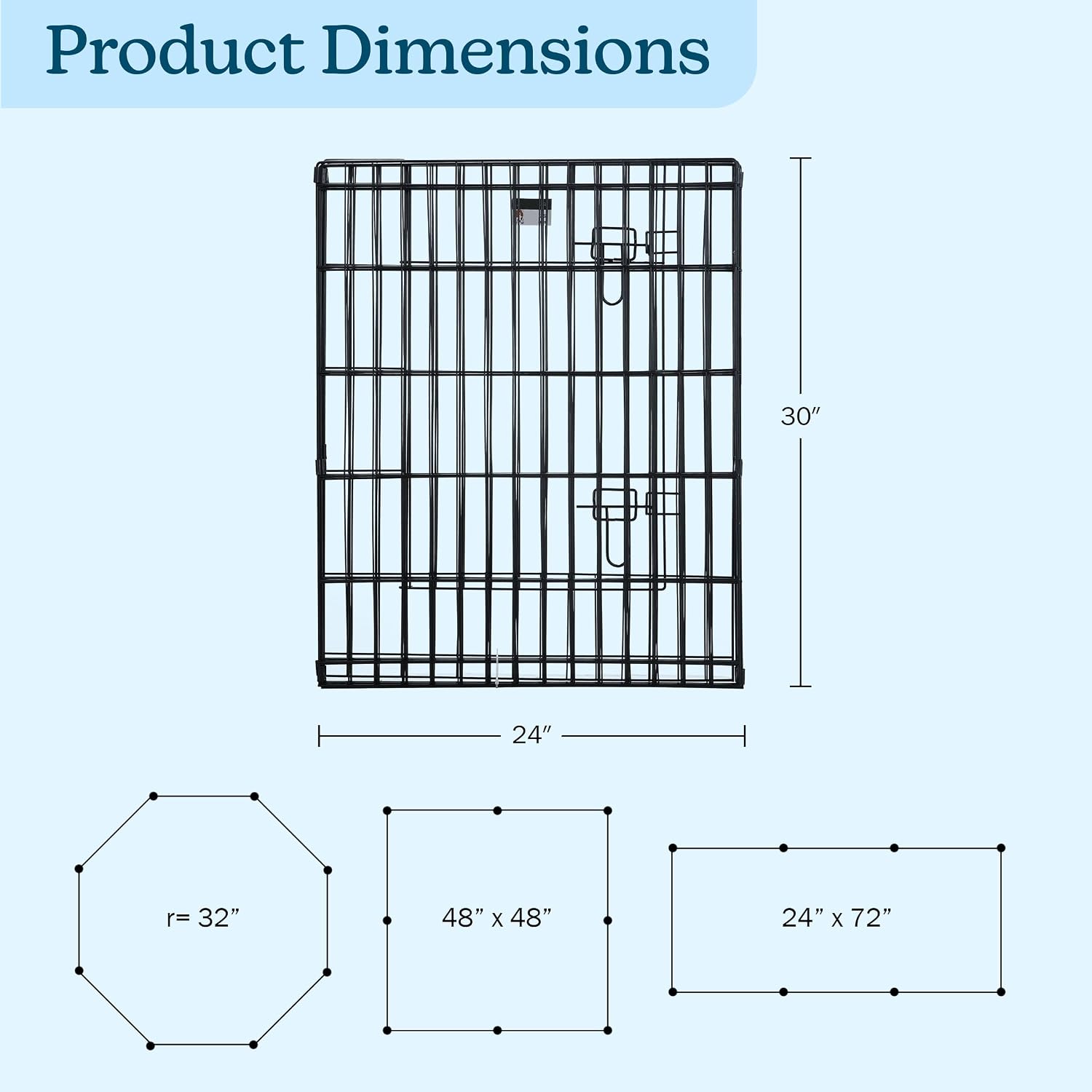 Dog Playpen - Foldable Metal Exercise Puppy Play Pen with 8 24x30in Panels - Indoor/Outdoor Pen with Door for Dogs