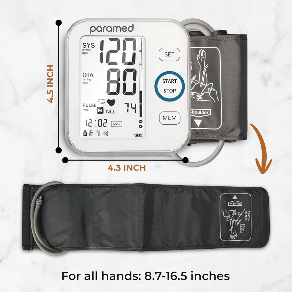 Blood Pressure Monitor - Bp Machine - Automatic Upper Arm Blood Pressure Cuff 8.7-16.5 inches - Large LCD Display 120