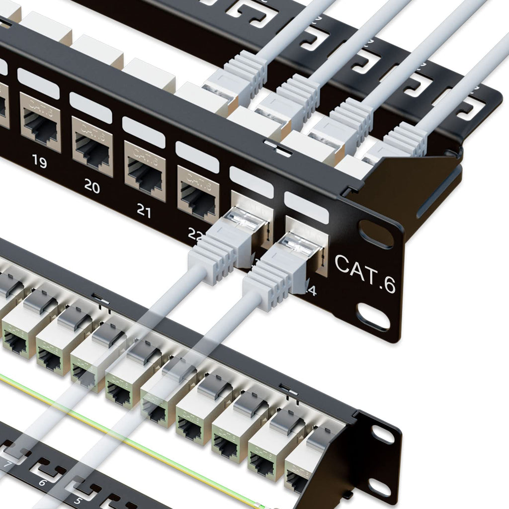 iwillink Cat6 Shielded Patch Panel 24 Port with RJ45 Keystone Coupler