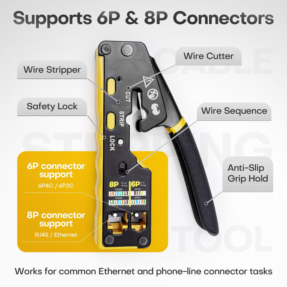 TuolandX Pass Through RJ45 Crimp Tool Kit with Tester and Carrying Case