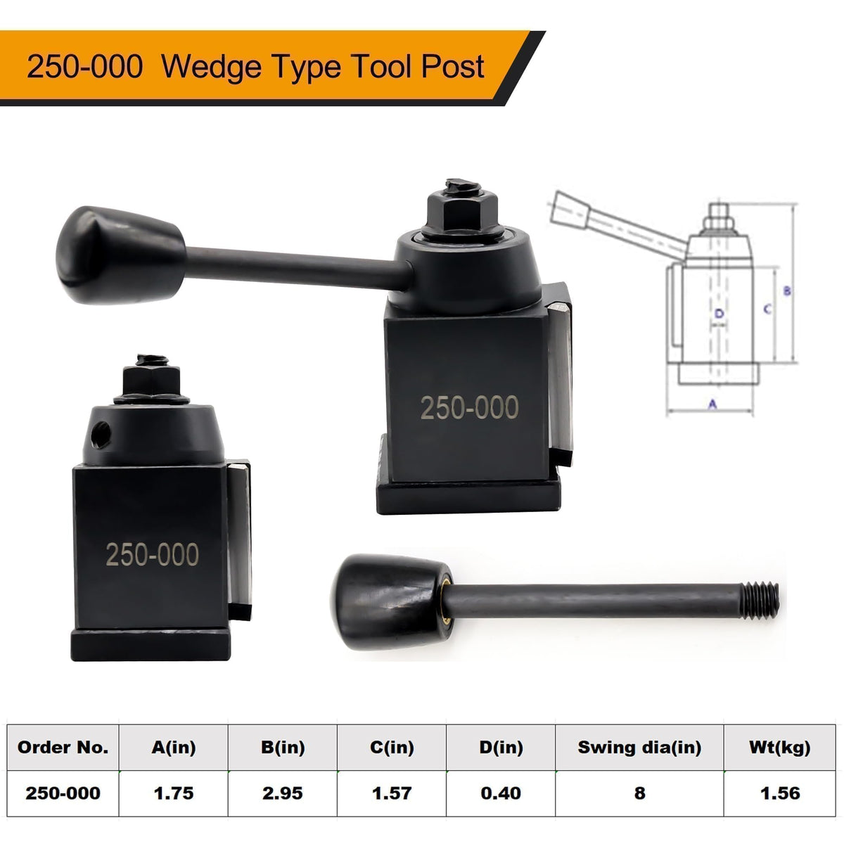 6Pcs OXA 250-000 Quick Change Tool Post Set, Lathe Tool Holder Kit