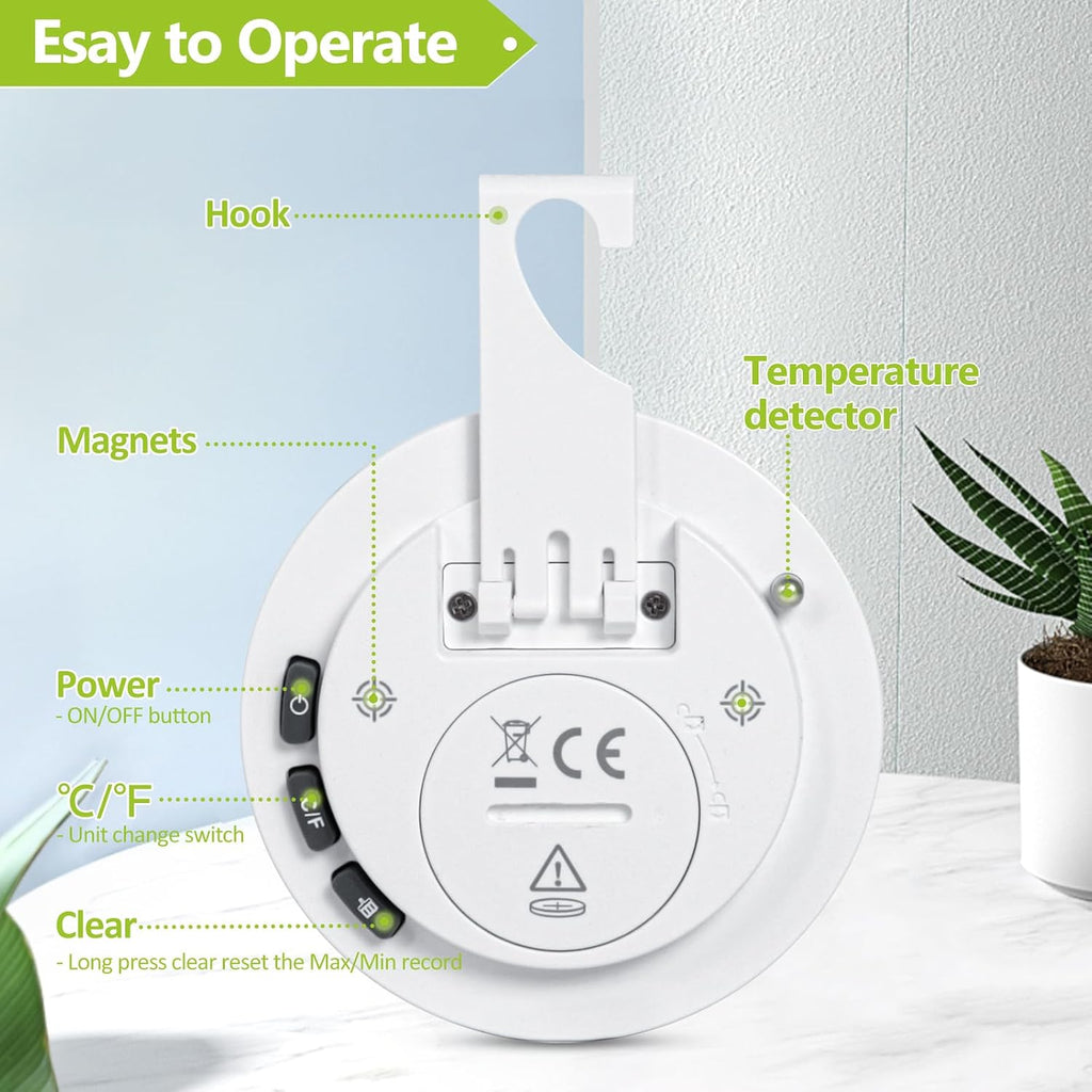 Small Digital Refrigerator Thermometer 2 Pack, IP65 Waterproof Commercial and Home Use, Max/Min Record Function with