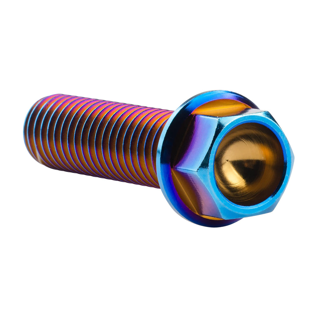 Wanyifa Titanium Hex Small Flange Head Bolt M8 (M8x30mm, Fire Blue)