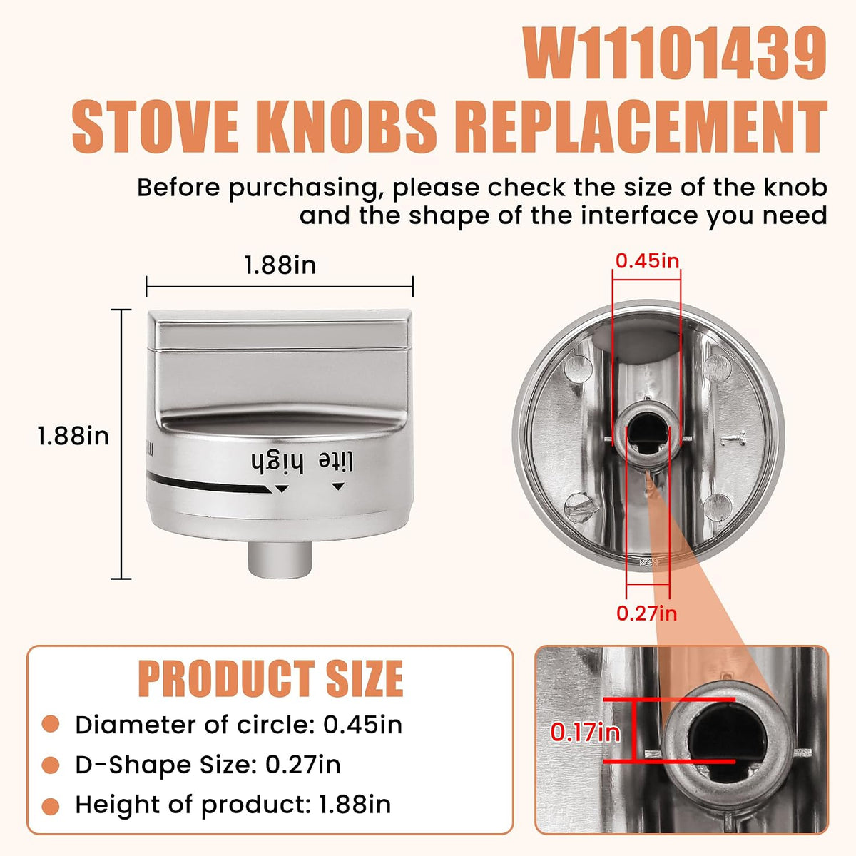 AMI PARTS W11101439 Stove Knobs Compatible with Maytag Range Knobs