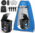 16.5'' Camping Toilet with Pop-Up Privacy Tent Set, XL Portable Toilet for Camping, Outdoor Showers Changing Rooms