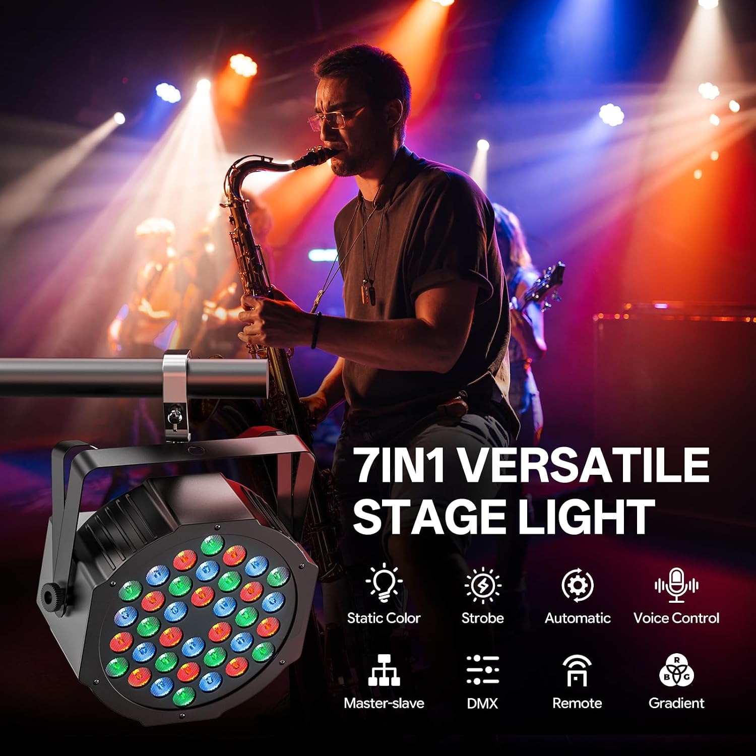 LED Par Lights DJ Stage Light RGB 36 LED with Sound Activated Remote Control DJ Uplighting for Wedding Party Club