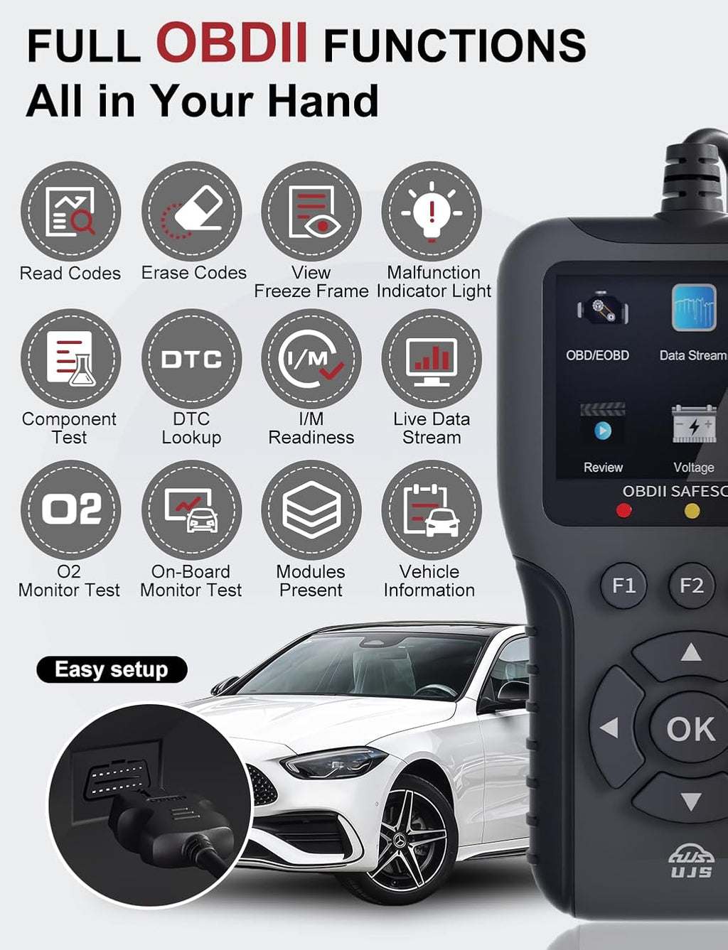 2026 Enhanced Universal OBD2 Scanner, Check Engine Code Reader - 65000+ Fault Codes, Live Data, I/M Readiness