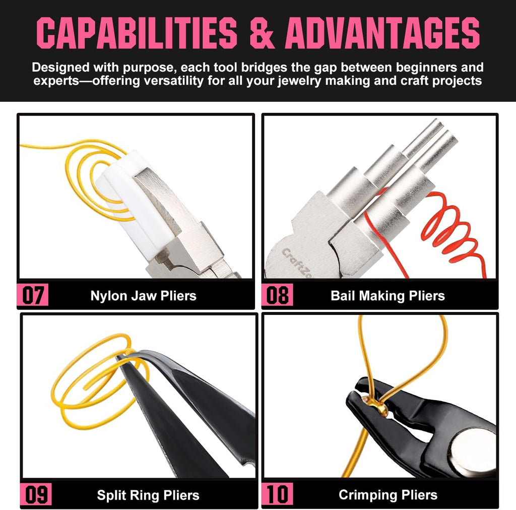 10-Piece Jewelry Pliers Set Jewelry Making Tools for Jewelry Repair | Wire Wrapping | Beading and Crafts | for Wire