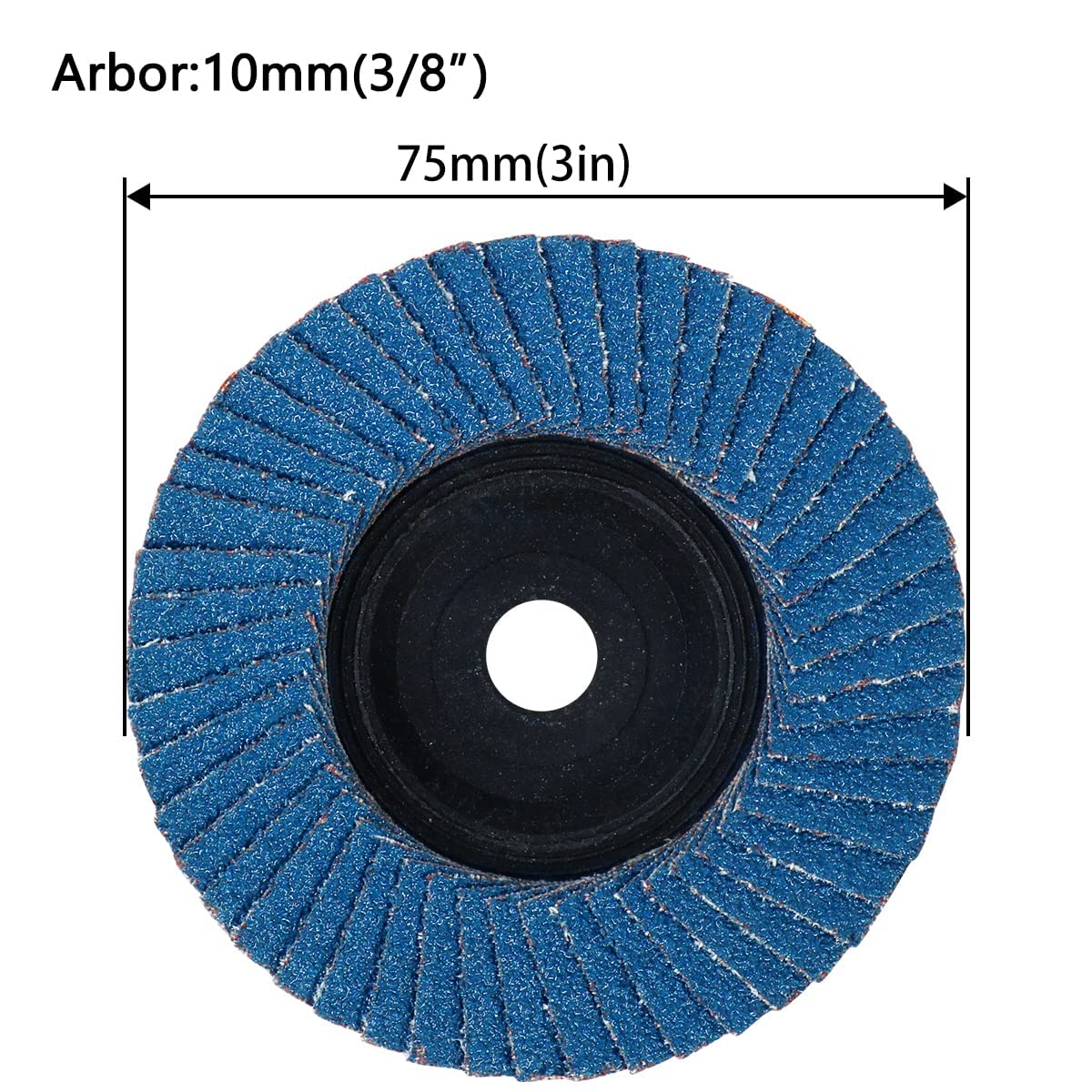 3 x 3/8'' 10 Pack Flap Discs for Angle Grinder, 60 Grit, Type 27
