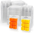 100 Pack Plastic Wax Melt Clamshell Mold, 6 Cavity Square Clear Wax Melt Molds Containers for DIY Wax Melt Candle