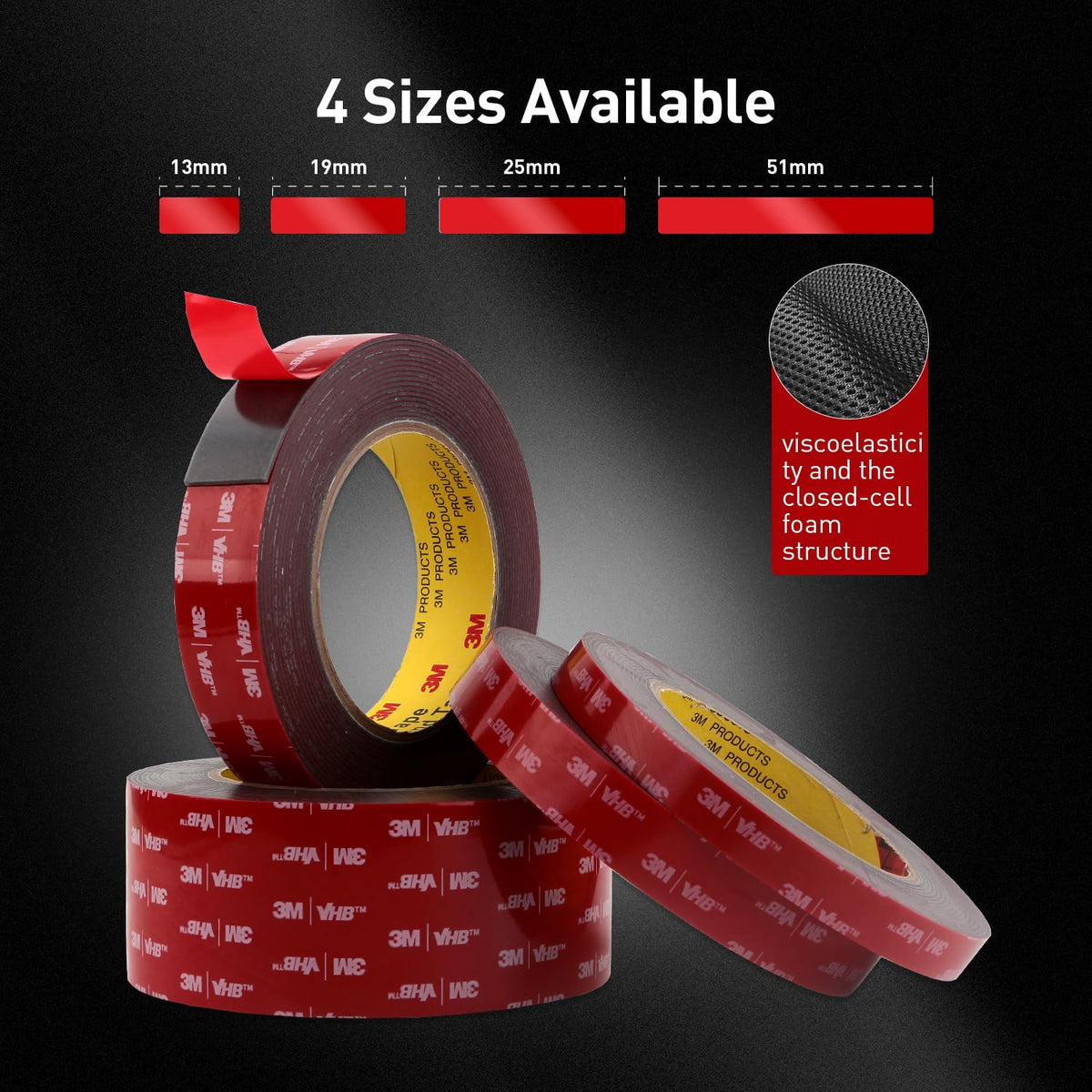 3M Double Sided Tape, Heavy Duty, 1/2” x 18Ft, Gray