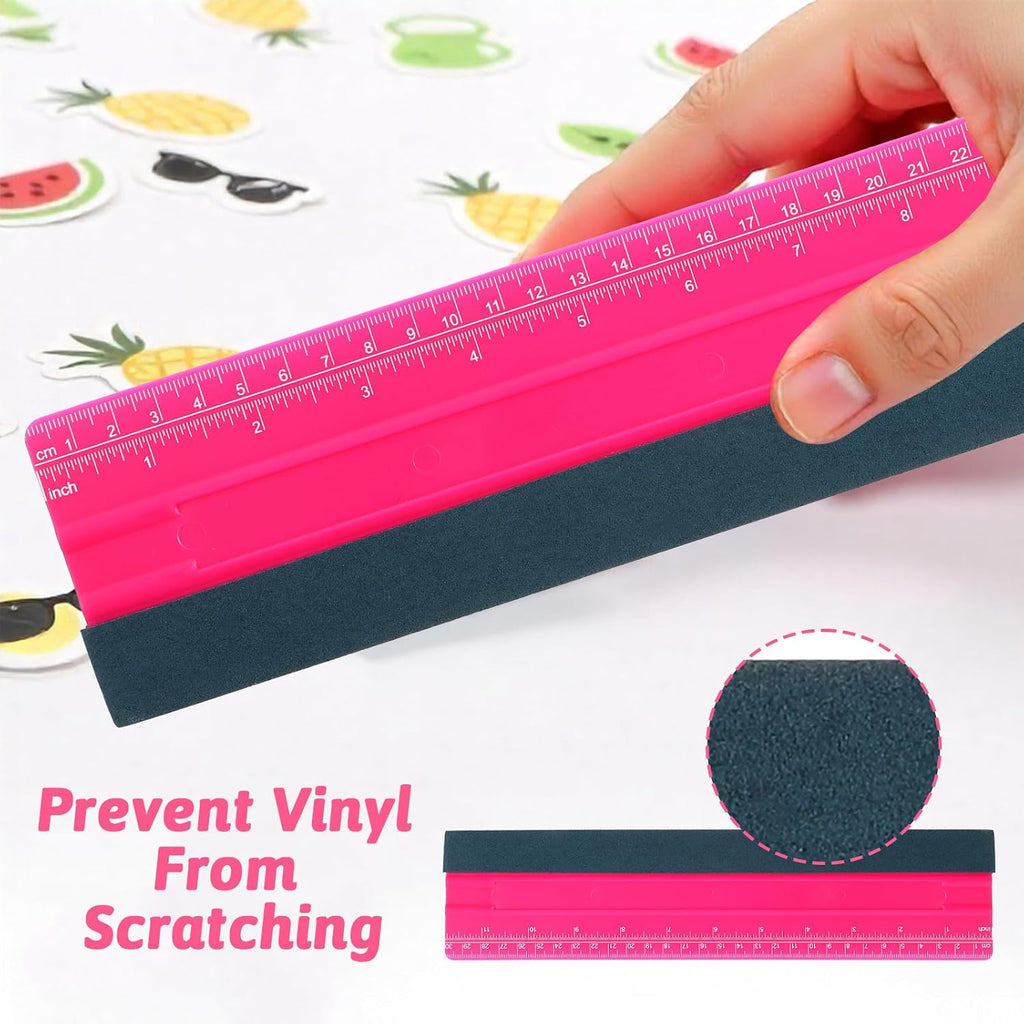 Wallpaper Smoothing Tool, Professional Vinyl Squeegee with Ruler Felt Squeegee for Vinyl Decals Sticker Paper