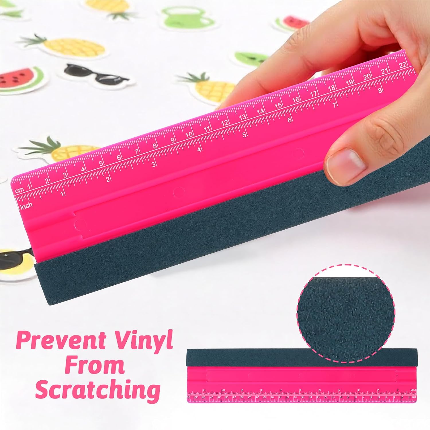 Wallpaper Smoothing Tool, Professional Vinyl Squeegee with Ruler Felt Squeegee for Vinyl Decals Sticker Paper