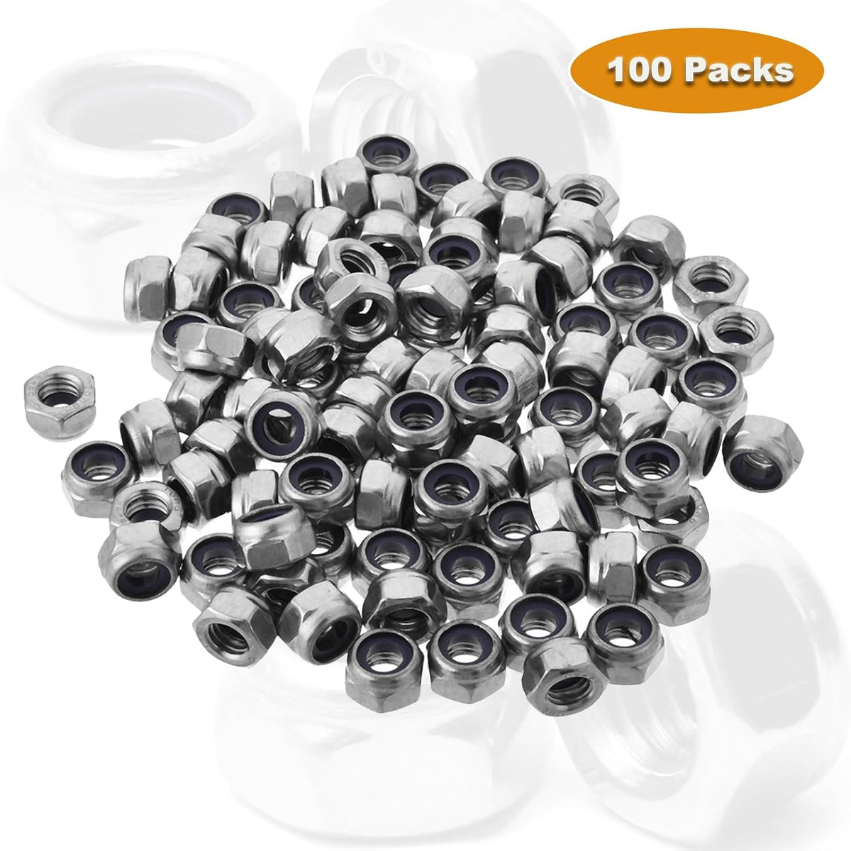 100PCS M5x0.8mm Locknuts Nylon Insert Nut for CNC Machine RC Cars