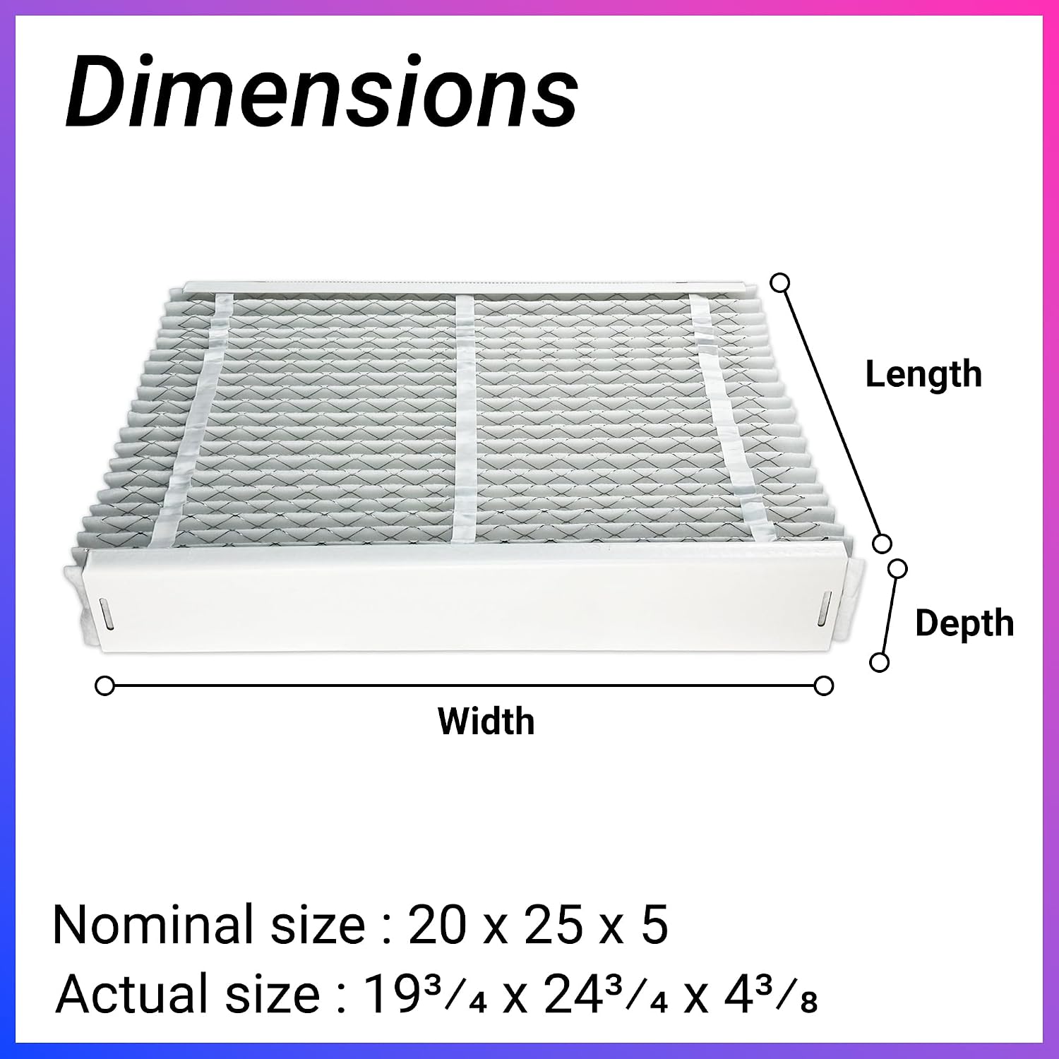 EXPXXFIL0020 20x25x5 Merv 10 Expandable Filter Media Replacement Compatible with Bryant/Carrier EZ-FLEX EXPXXFIL0020