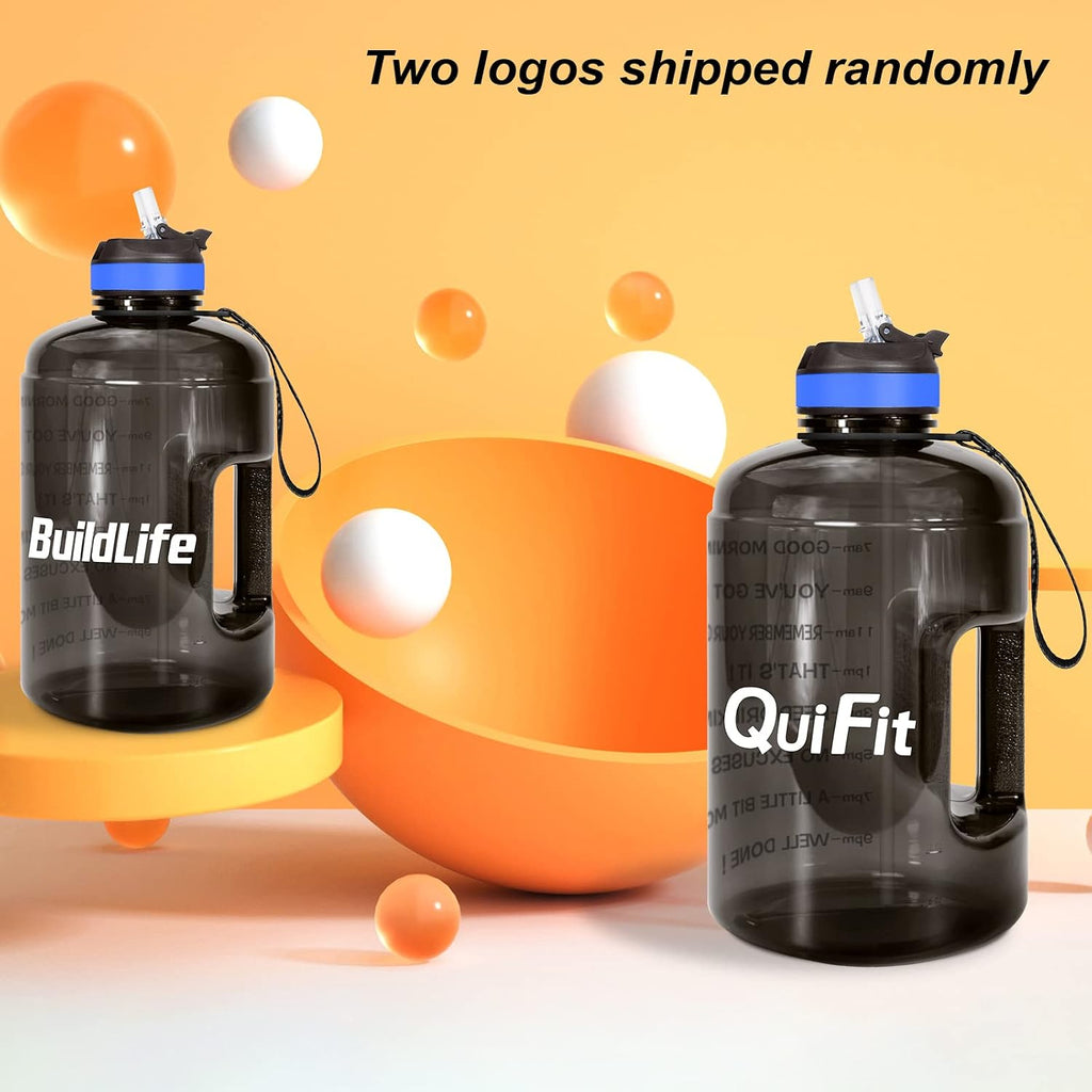Motivational Gallon Water Bottle - with Straw & Time Marker BPA Free Large Reusable Sport Water Jug with Handle for