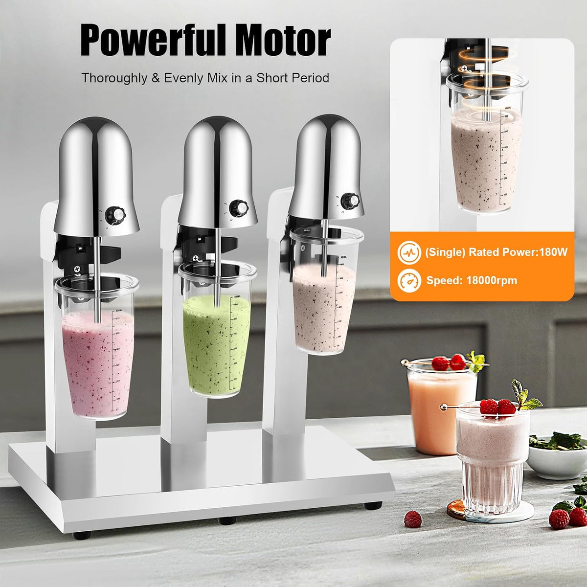 110V 180W Three-Head Drink Mixer 18000RPM Commercial Drink Shake Machine