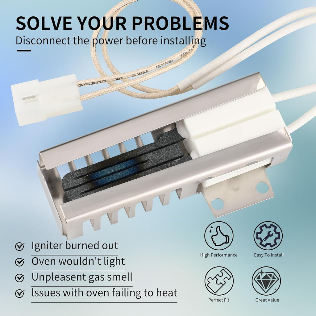 W10918546 Gas Range Oven Igniter Compatible with Whirl-pool Ama-na Ma-gic Chef Es-tate Ro-per Replaces W10140611, 3186491, AP6037202, PS11770066, Fits SF/TGP/WFG/VSF/YSF Series