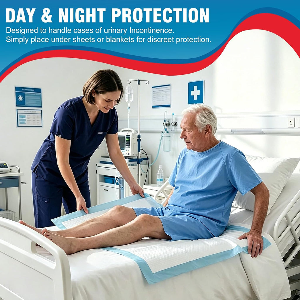 Tear-Resistant Incontinence Bed Pads 40'' x 36'' 130 Gram Heavy Duty (25 Count) Disposable Underpads Chucks Pads for