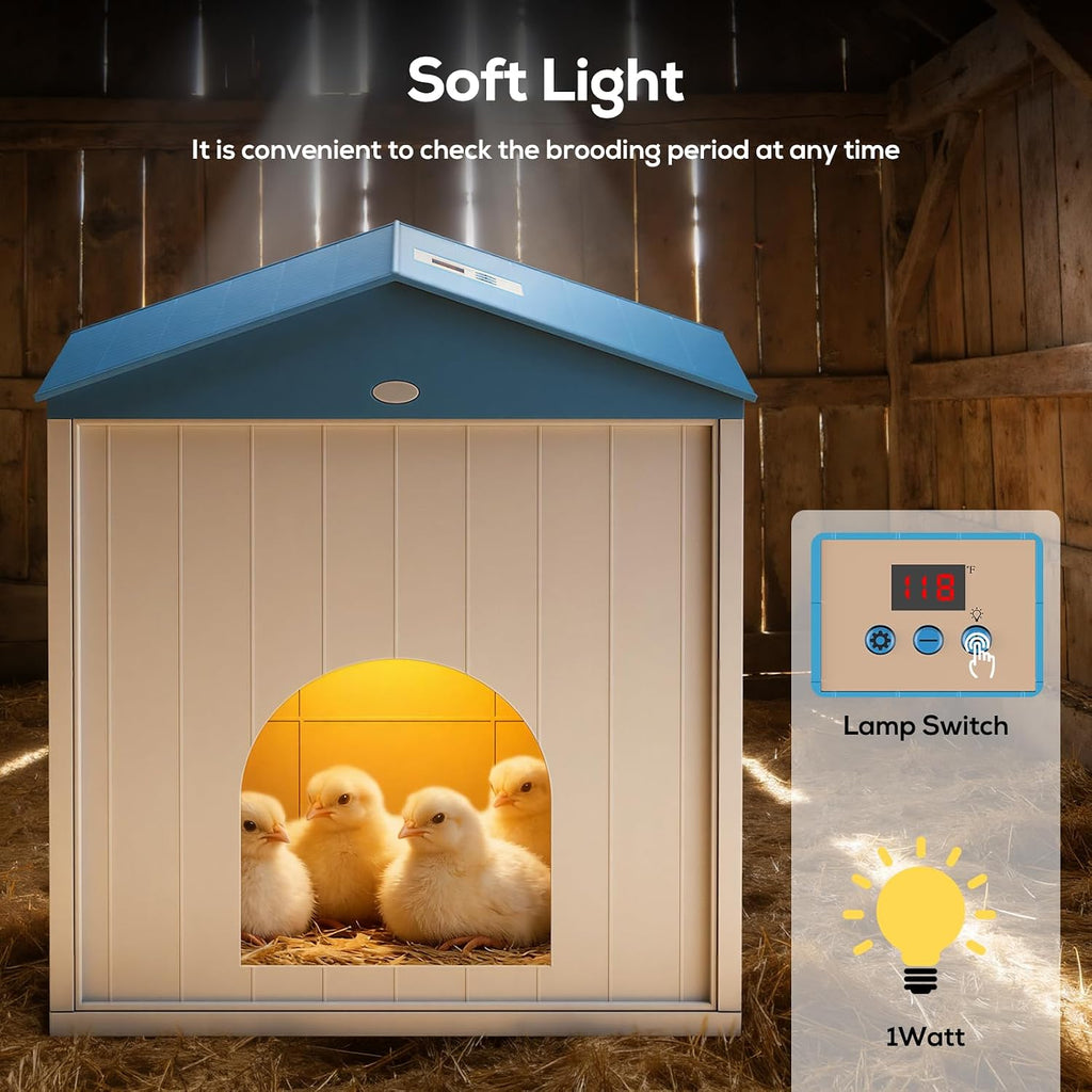 Chick Brooder Plate for Chicks Temperature Control & Display, Chicken Brooder Box for Chicks with Thermostat Fan &