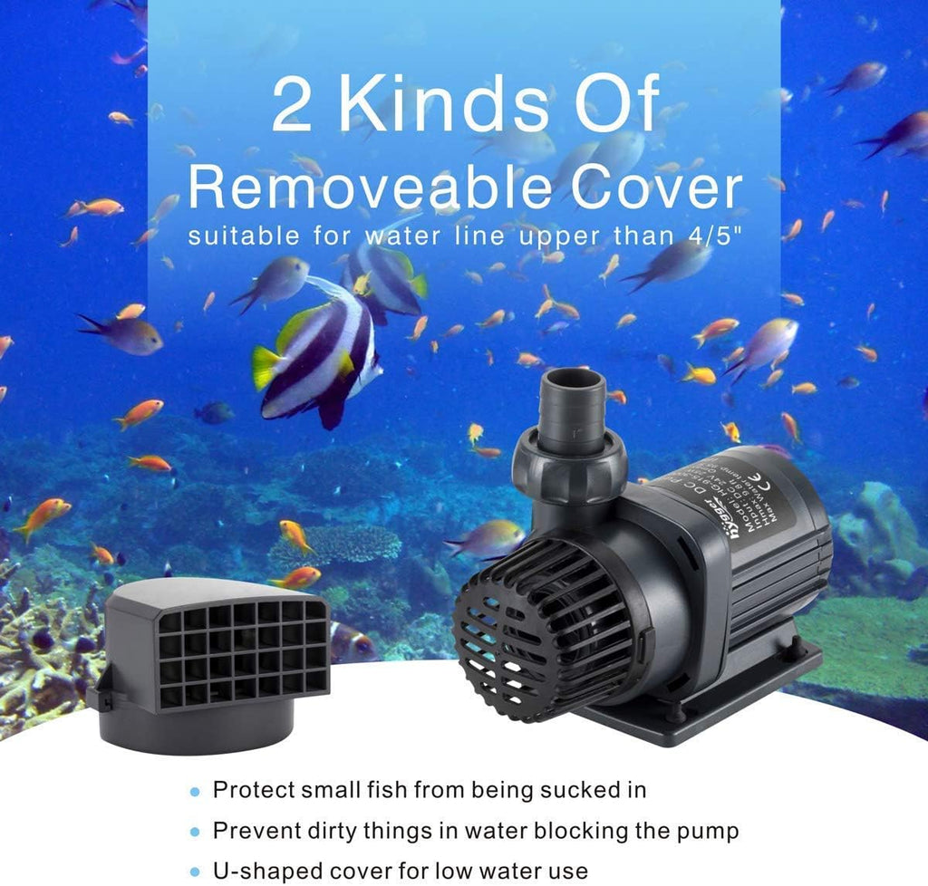 24V DC Water Pump Inline/Submersible Saltwater Aquarium Pump with LCD Display Controller 1350 GPH Return Pump for