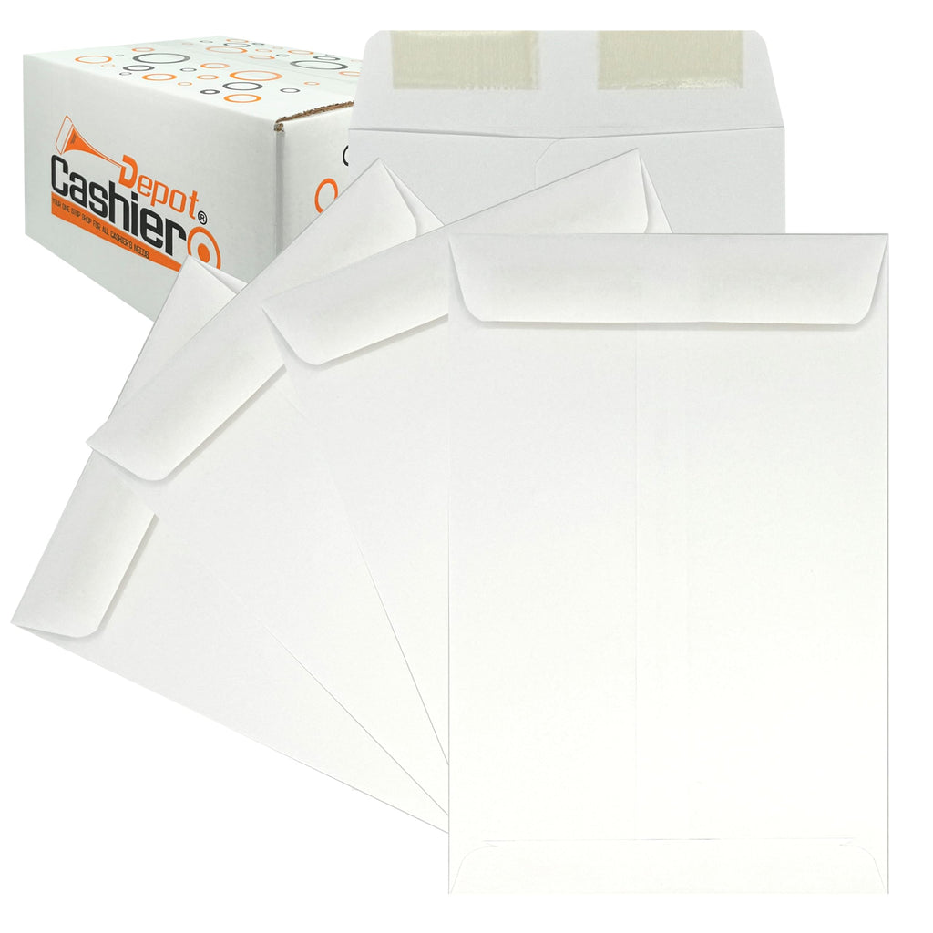 1000 Cashier Depot - 6" x 9" Catalog Envelopes – Open End – Sturdy 24lb White Wove – Gum Flap Closure – Professional