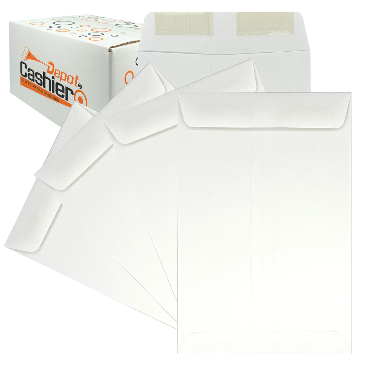 1000 Cashier Depot - 6" x 9" Catalog Envelopes – Open End – Sturdy 24lb White Wove – Gum Flap Closure – Professional