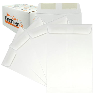 1000 Cashier Depot - 6" x 9" Catalog Envelopes – Open End – Sturdy 24lb White Wove – Gum Flap Closure – Professional