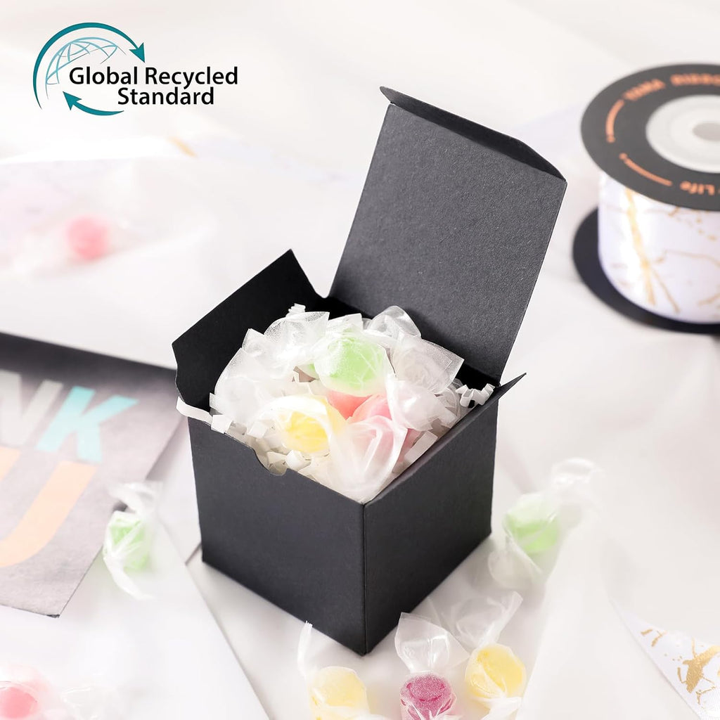 25 Small Gift Boxes 2x2x2 Inches, Matte Black Gift Boxes Bulks