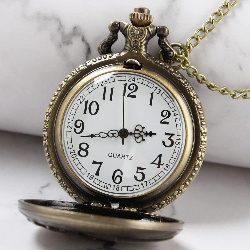 Men's Pocket Watch, Arabic Digital Dial Pocket Watches with Chain for Men