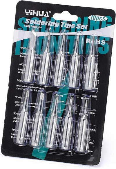 YIHUA #1200 Soldering Iron Tips Set 10PCS Long-Life Type Fit for YIHUA SGS Certified Lead-Free Tips