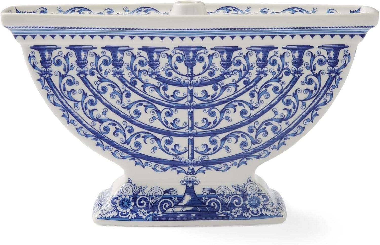 Judaica Menorah - Artistic Floral & Vine Design, Hanukkah Candle Holder with Judaic Manuscript Motifs, Holiday