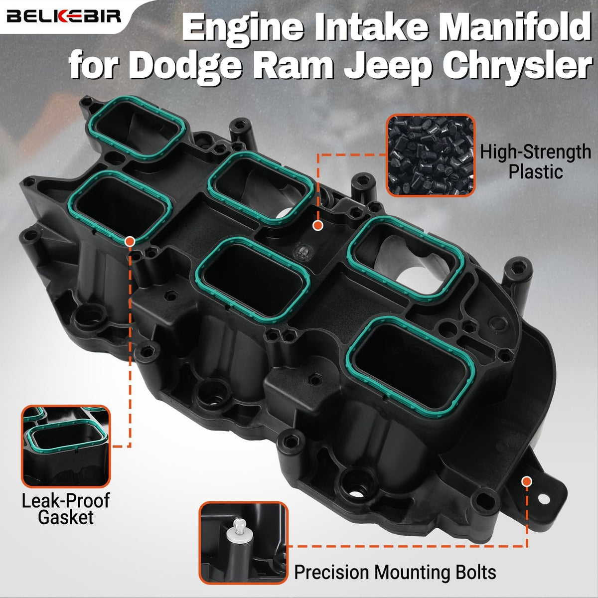 Lower Intake Manifold with Gasket Compatible with 2011-2021 Dodge Charger Challenger Durango Jeep Wrangler Grand Cherokee RAM 1500 ProMaster Chrysler 200 300 Town & Country 3.6L V6 Replace 05184199AF