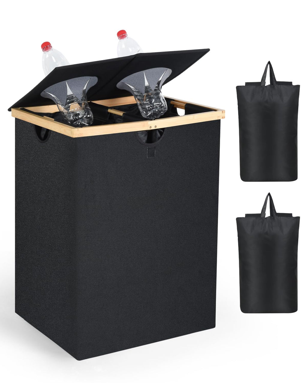 140L Recycling Bin for Kitchen, 2 Compartments Large Home Recycle Bin with Lid with 2 Removeable and Reusable Inner