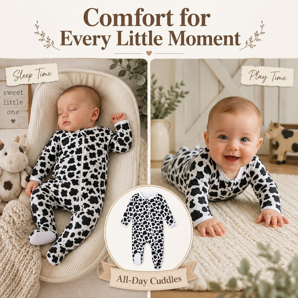 Baby Girls Boys Footed Pajamas One-Piece Sleeper Snug Fit Sleep and Play Zip Front Footie Romper 0-12 Month