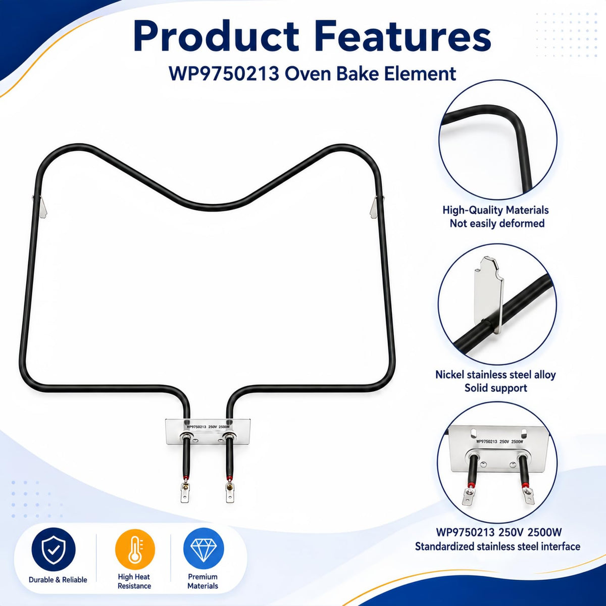 WP9750213 9750213 Oven Bake Element Compatible with Whirlpool Oven