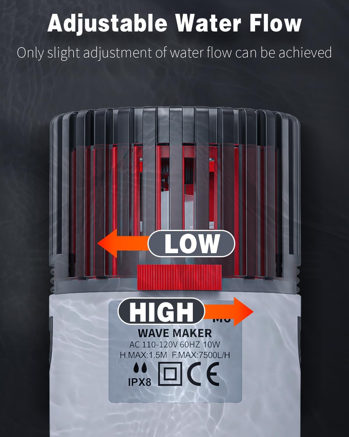 Aquarium Wave Maker for Fish Tanks up to 150 Gallons 2000 GPH Adjustable Circulation Pump with Strong Suction Cup