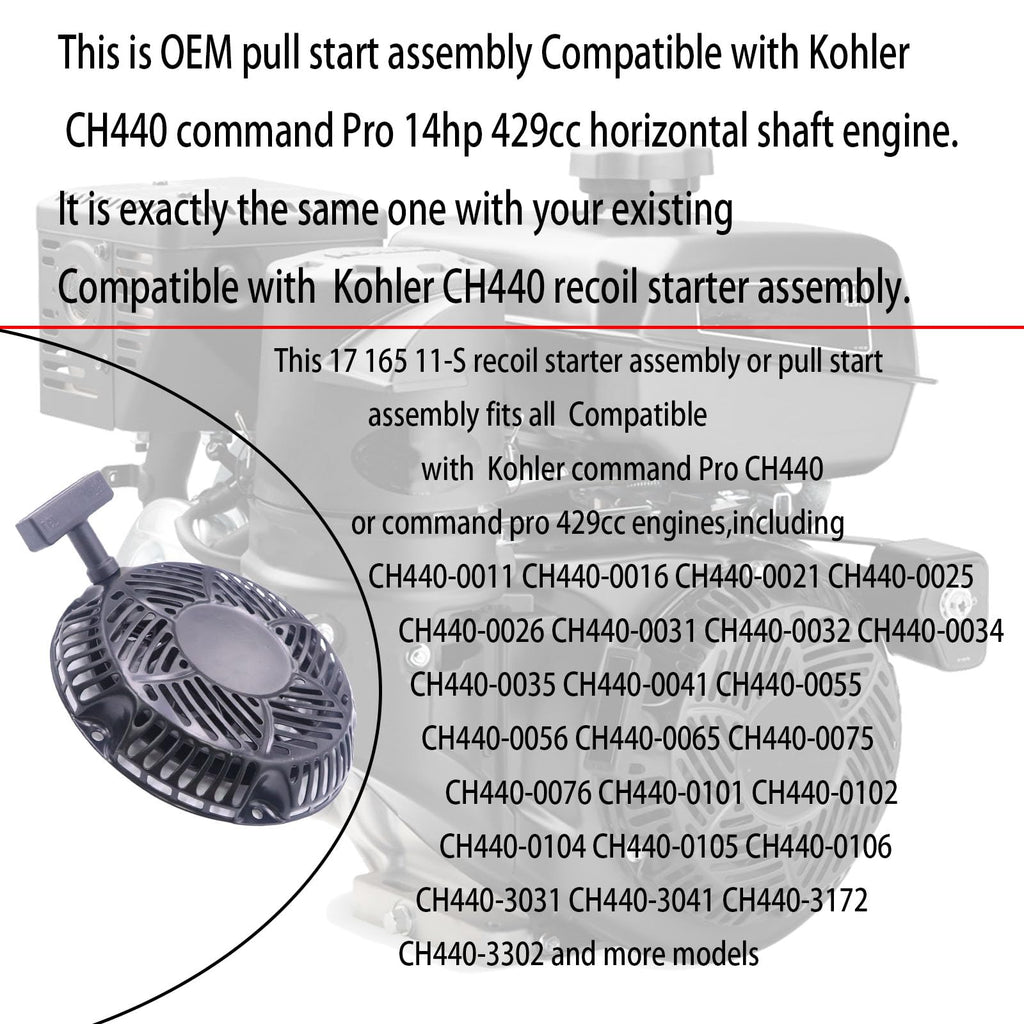TKCBCD Recoil Starter Assembly Compatible with Kohler CH440 Engine