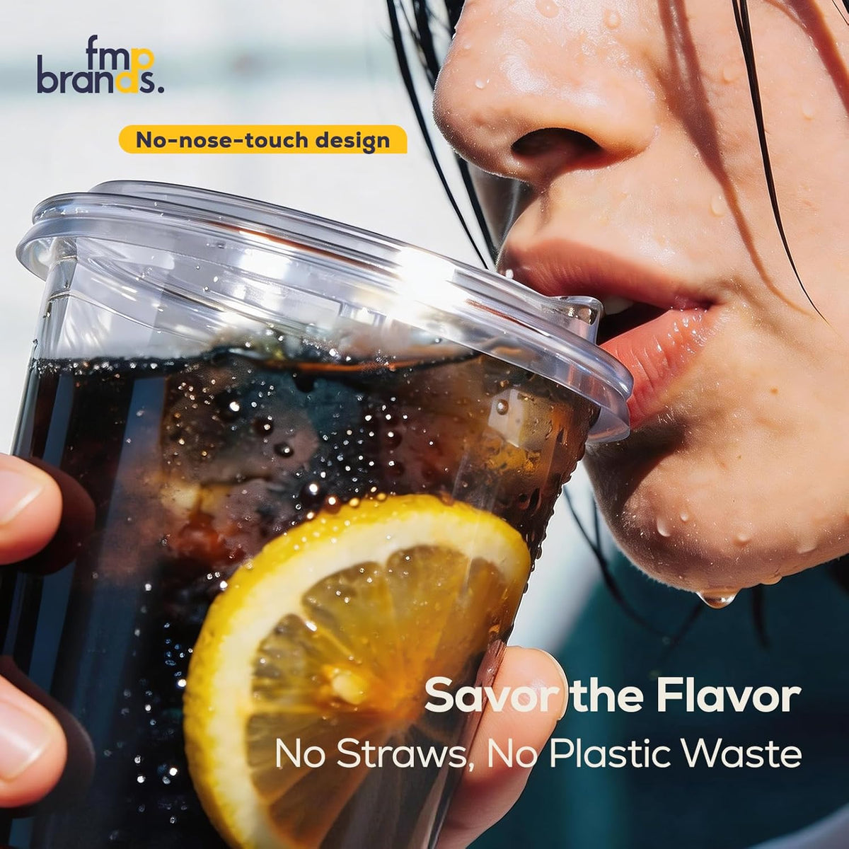 100 Pack 16 oz Round Bottom Clear Plastic Cups with Strawless Sip Lids, Disposable Iced coffee cups with lids