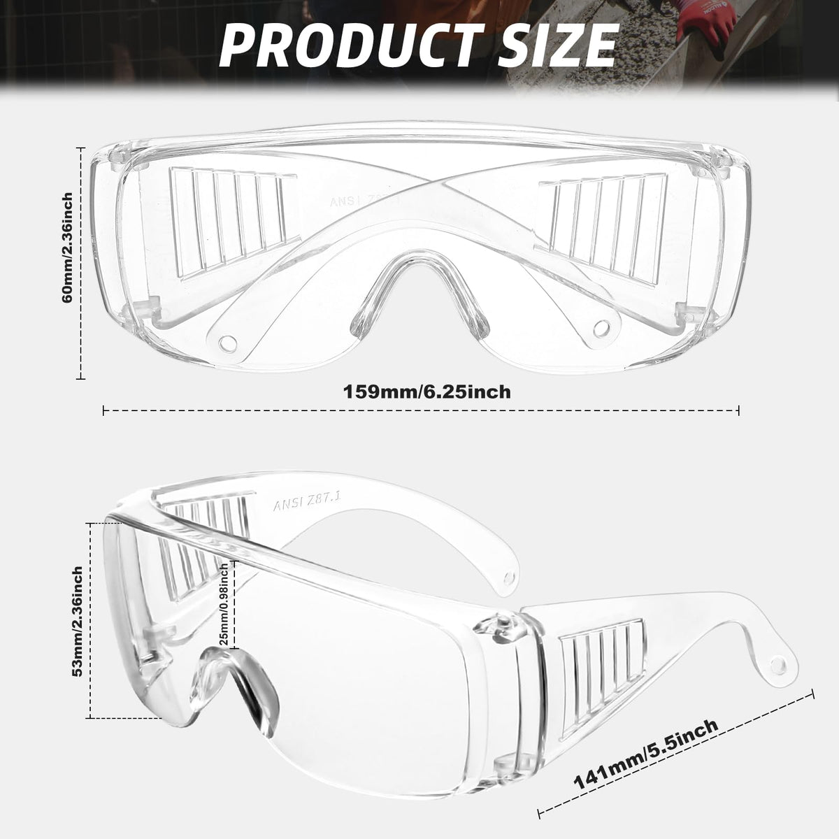 12 Pack Safety Glasses Over Eyeglasses, Anti-Fog Protective Goggles