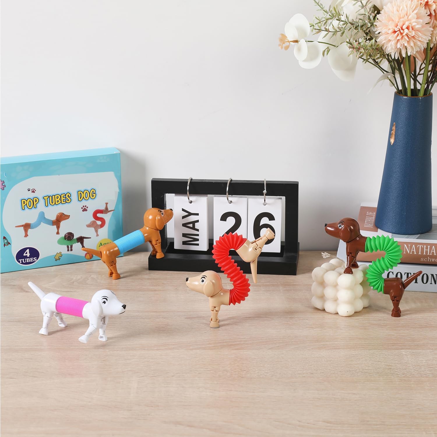 Dog pop Tubes fidgets, Sensory Toys for Kids with Autism,Fidget Toys for Toddlers,Dog Party Favors, Stocking Stuffers