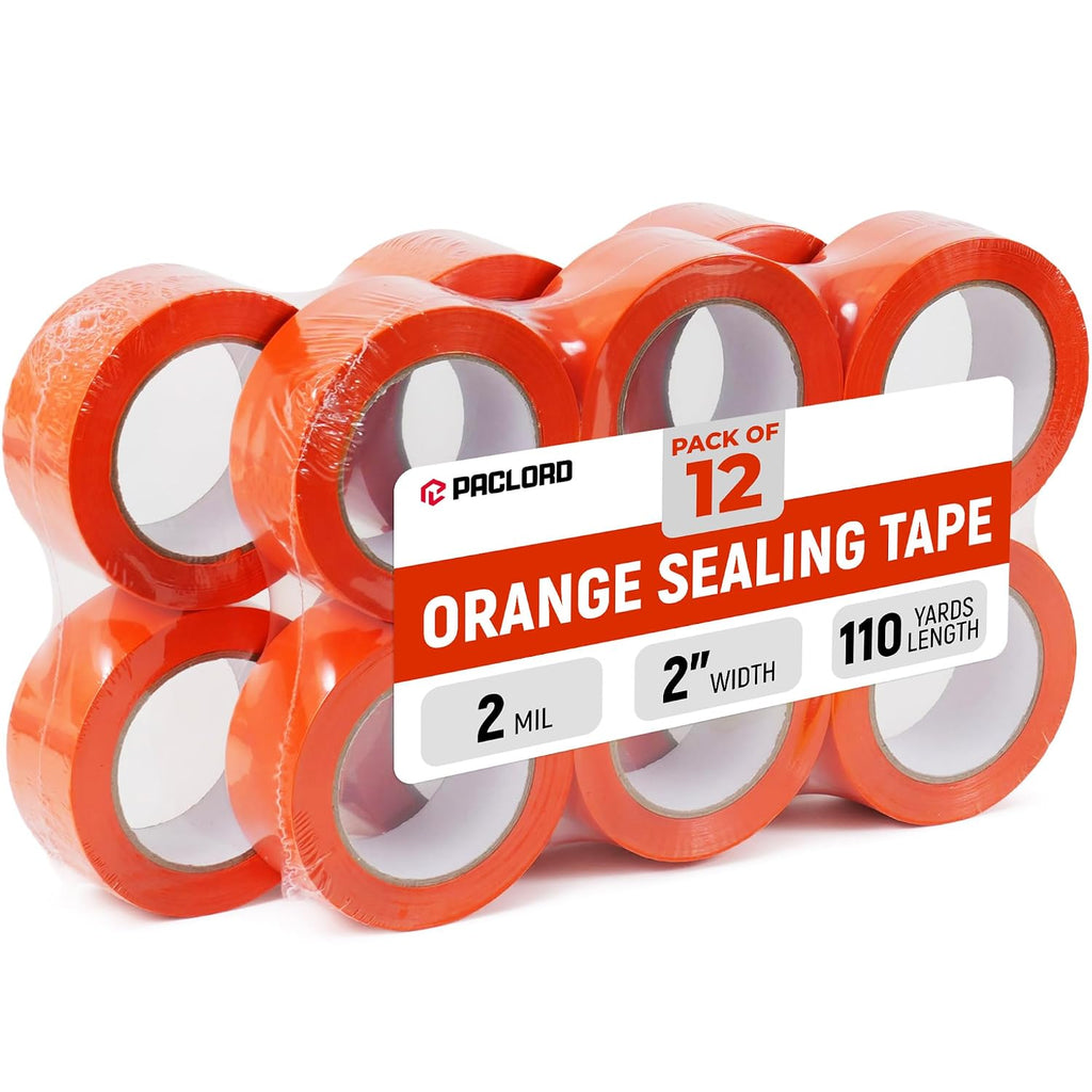 2" x 110 Yards Orange Packing Tape, 12 Rolls