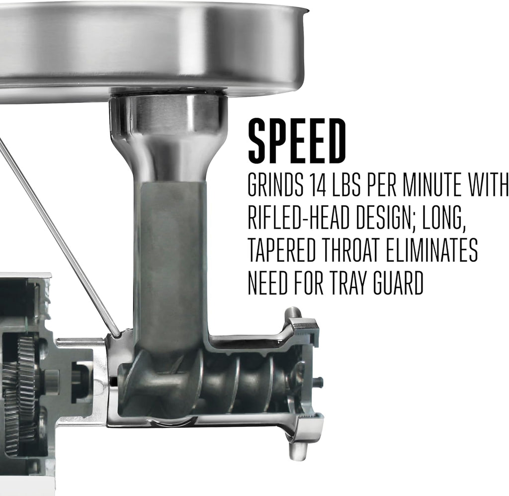 Pro Series Electric Meat Grinder, Commercial Grade, 1120 Watts, 1.5 HP, 14lbs. Per Minute, Stainless Steel (10-2201-W)