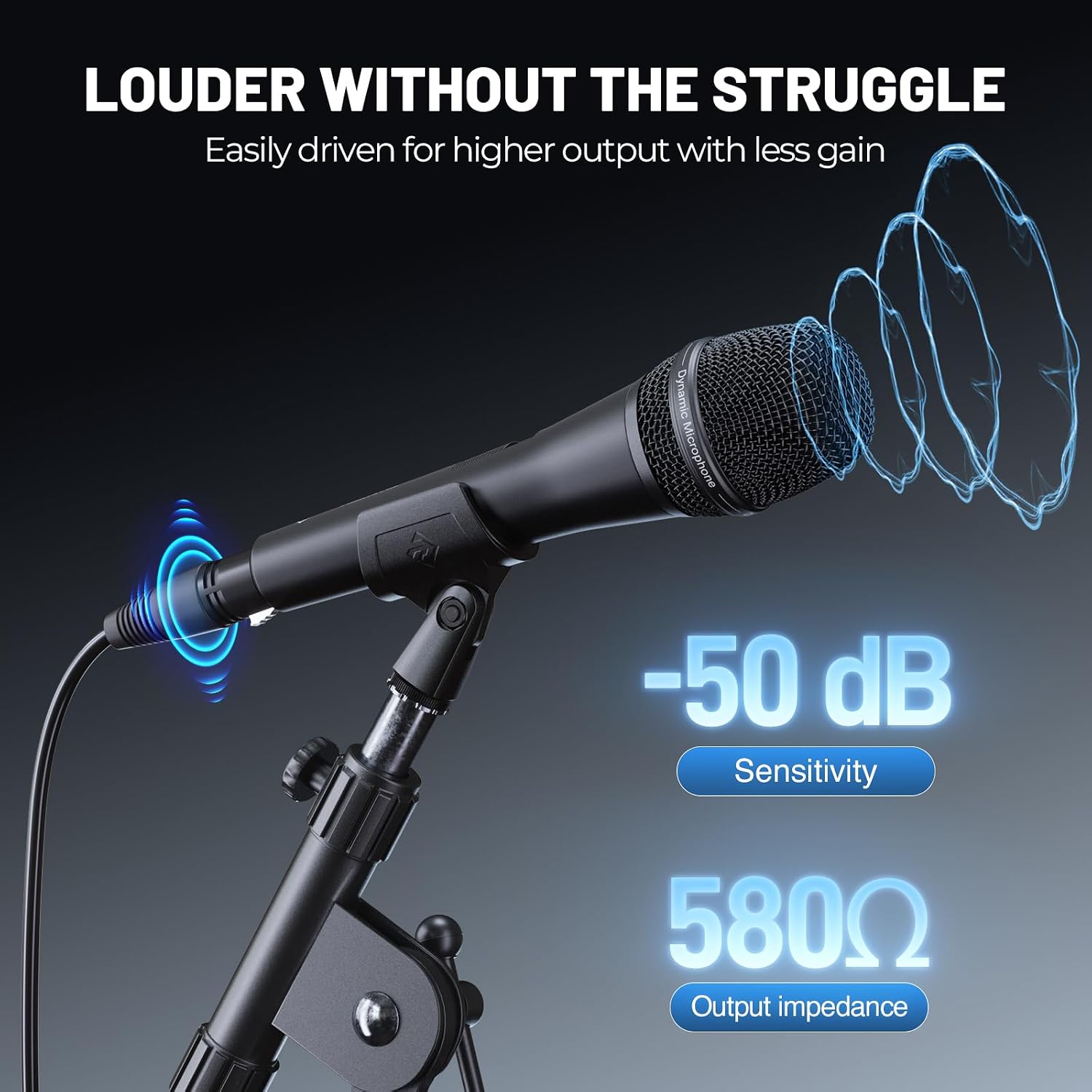 Supercardioid Handheld Dynamic Microphone with XLR Cable PM-26S | On/Off Switch, Built-In Foam Filter, All-Metal