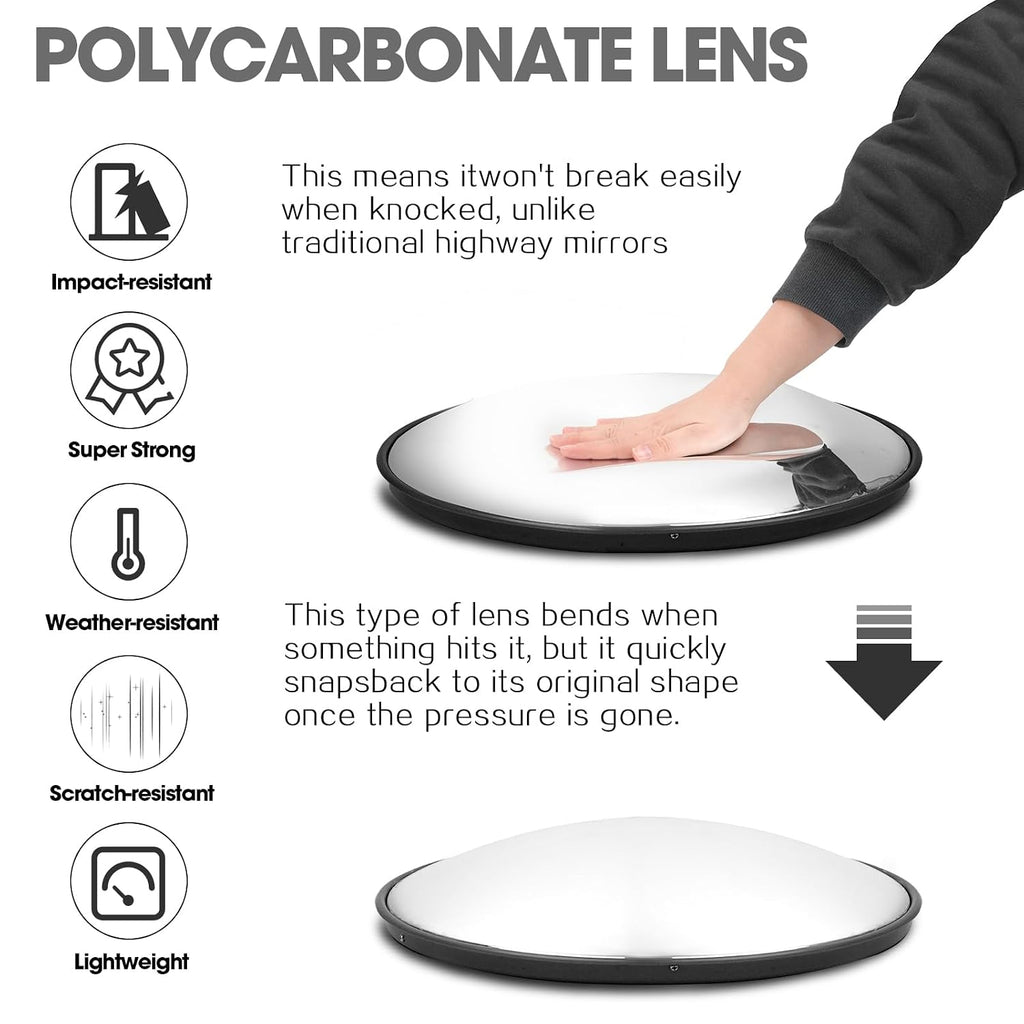 Convex Traffic Mirror - 32'' Outdoor and Indoor Driveway & Security Parabolic Safety Mirror, Acrylic Convex Mirrors