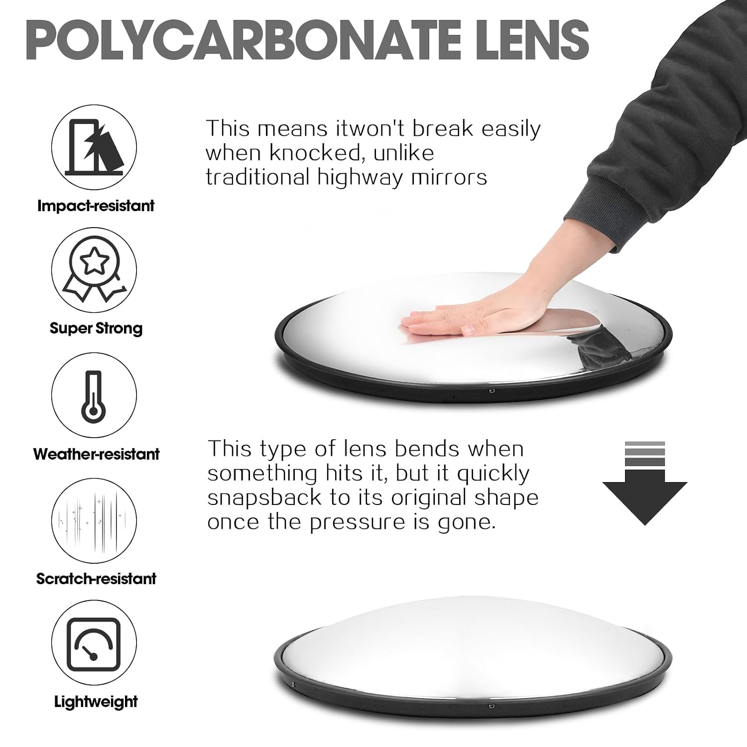 Convex Traffic Mirror - 32'' Outdoor and Indoor Driveway & Security Parabolic Safety Mirror, Acrylic Convex Mirrors