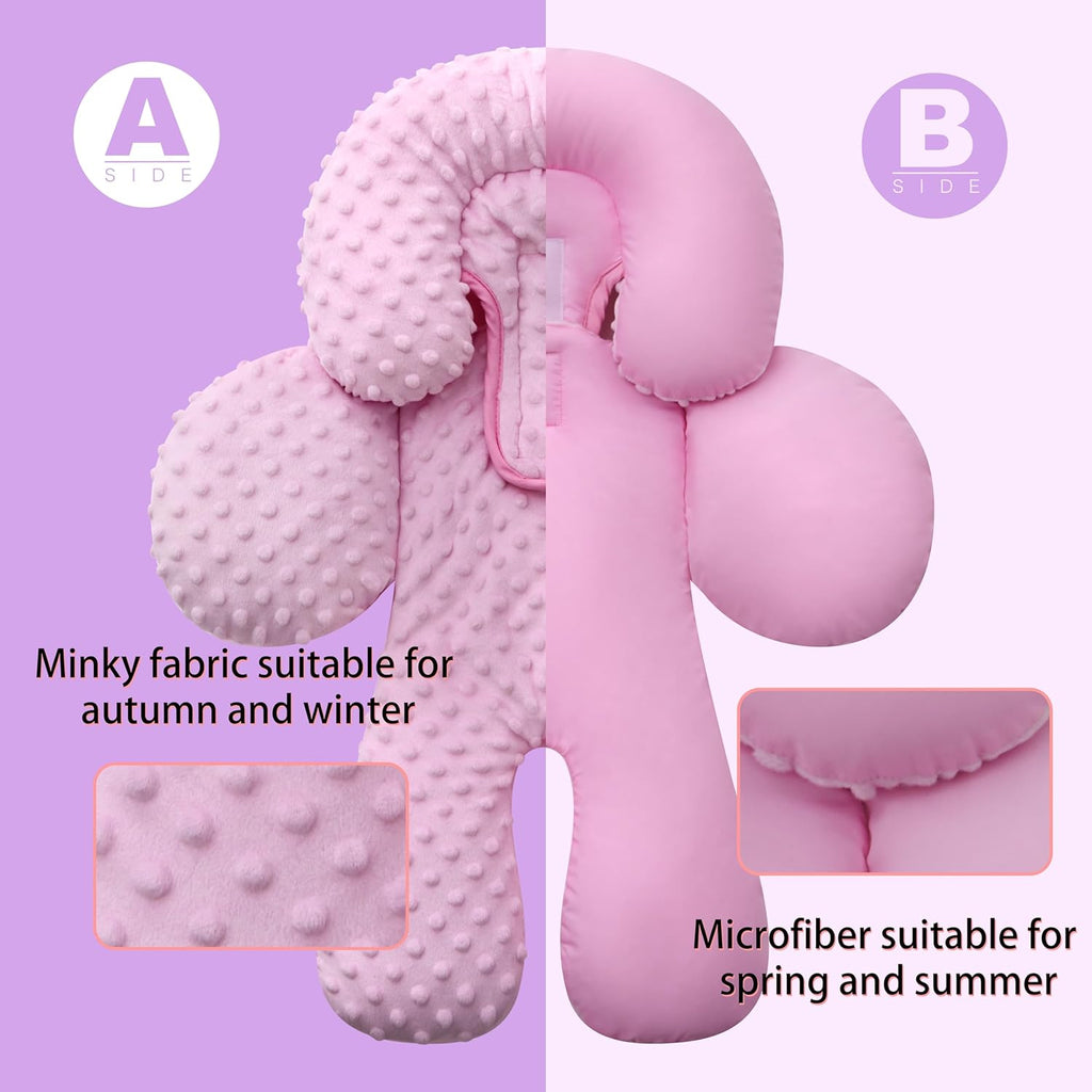 Infant Car Seat Head Neck Body Support, Ultra-Soft Minky and Microfiber Newborn Car Seat Insert, Perfect for Car